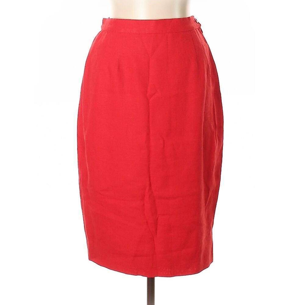 VINTAGE Valentino Boutique 80's Designer Chic Red Tailored Midi Skirt Size 12